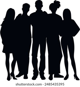 friends group silhouette vector design with a white background