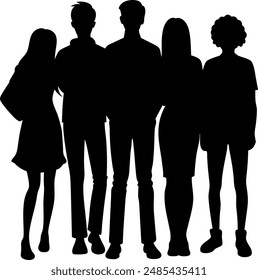 friends group silhouette vector design with a white background