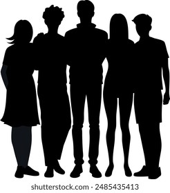 friends group silhouette vector design with a white background