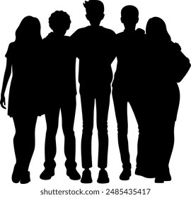 friends group silhouette vector design with a white background