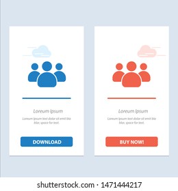 Friends, Group, Users, Team  Blue and Red Download and Buy Now web Widget Card Template