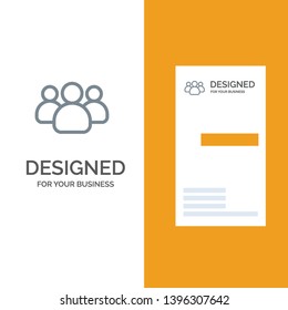 Friends, Group, Users, Team Grey Logo Design and Business Card Template