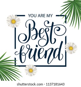 Friends hand drawn lettering. Happy  Friendship day. Summer holidays. Vector illustration EPS10.