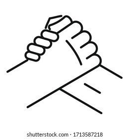 Friends handshake icon. Outline friends handshake vector icon for web design isolated on white background