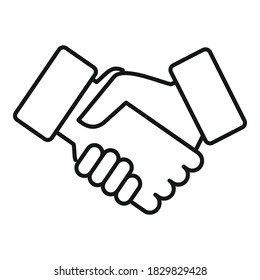 Icono de apretón de manos de amigos. Contorno de amigos apretar el icono vector para el diseño web aislado en fondo blanco