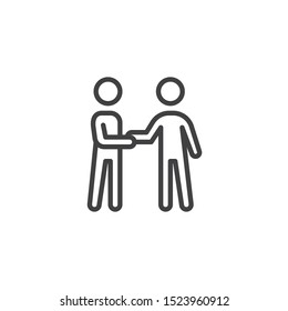 Friends handshake line icon. linear style sign for mobile concept and web design. Deal outline vector icon. Symbol, logo illustration. Vector graphics