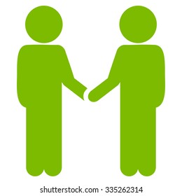 Friends Handshake vector icon. Style is flat symbol, eco green color, rounded angles, white background.