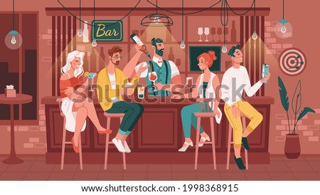 Similar – Image, Stock Photo Detail of a bartender opening a bottle of beer using a bottle opener at a bar counter.