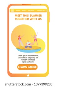 friends have fun and dance by the sea, vector illustration for web sites and landing pages