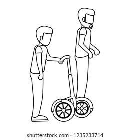 Friends with hoverboard black and white