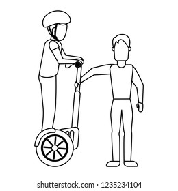 Friends with hoverboard black and white