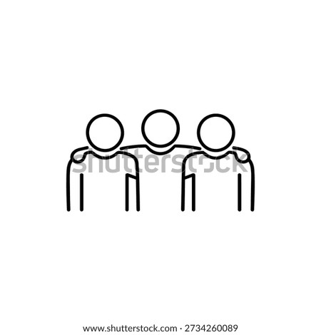 Friends hugging line icon human interaction black and white vector illustration of teamwork unity and support
