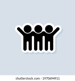 Friends is hugging sticker. Friendship concept. Vector on isolated background. EPS 10.
