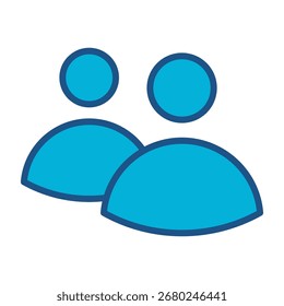 Ícone de amigos em design plano monocromático azul, ilustração de vetor