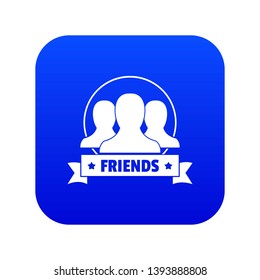 Friends icon blue vector isolated on white background