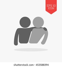 Friends icon. Flat design gray color symbol. Modern UI web navigation, sign. Illustration element
