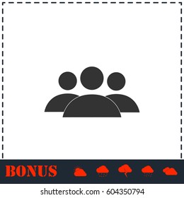 Friends icon flat. Simple vector symbol and bonus icon