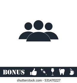 Friends icon flat. Vector illustration symbol and bonus pictogram