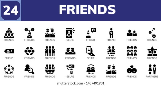 friends icon set. 24 filled friends icons.  Collection Of - Friends, Selfie, Friend, Partners