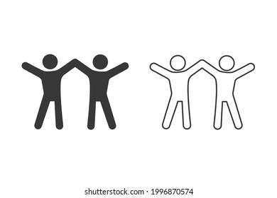 Icon-Set für Freunde. LGBT, Vektorgrafik. Zwei Männer stehen zusammen. Symbol einzeln auf Weiß