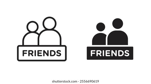 Friends icon set in Thin line black color.