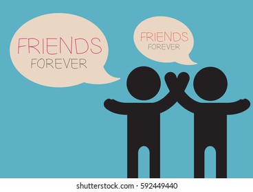 Friends Icon in trendy flat style speech "Friend Forever"