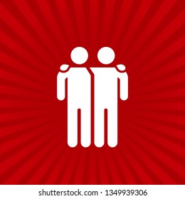Friends icon vector illustration isolated on sunburst background. Friendship sign. "Best friend" symbol .