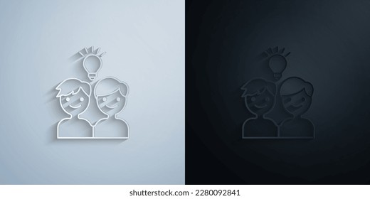 Friends, idea, creative paper icon with shadow effect vector illuistration design