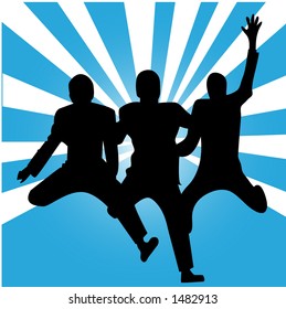 friends jumping for joy