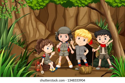 Friends Jungle Illustration Stock Vector (Royalty Free) 1348333904 ...