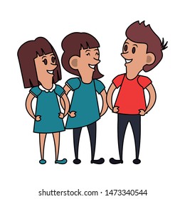 friends kids young children isolated cartoon vector illustration graphic design