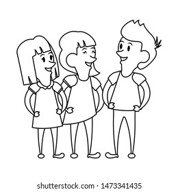 friends kids young children isolated cartoon vector illustration graphic design