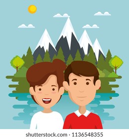 friends in the landscape scene