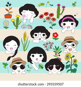 Friends Are Like Flowers In The Garden Of Life illustration set