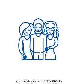 Friends line icon concept. Friends flat  vector symbol, sign, outline illustration.