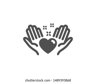 Friends love sign. Hold heart icon. Friendship hand symbol. Classic flat style. Simple hold heart icon. Vector