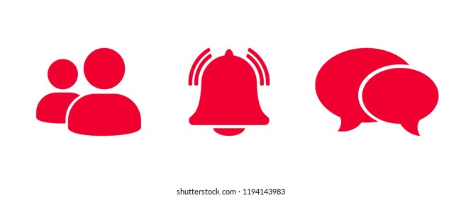 Friends, message, bell notification. Social media icon. Vector illustration.