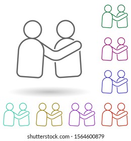 Friends multi color icon. Simple thin line, outline vector of media, press icons for ui and ux, website or mobile application