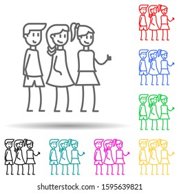 friends multi color style icon. Simple thin line, outline vector of friendship icons for ui and ux, website or mobile application