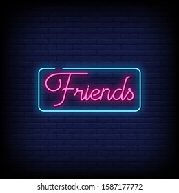 Friends Neon Signs Style Text Vector