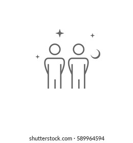 Friends at night flat vector icon