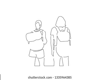 Friends on a journey isolated drawing, vector illustration design. Camping collection.