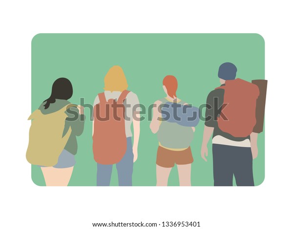 Friends On Journey Isolated Drawing Vector Stock Vector (Royalty Free ...