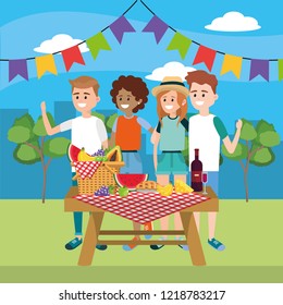 Friends on picnic