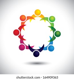 friends & other people partying together - entertainment concept vector. This abstract graphic also represents support group meeting, students learning, community unity, management strategy & planning