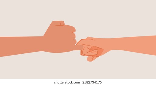 
Friends Pinky Swearing Vector Concept Illustration Design. Symbolic gesture of friendship used for childlike and lighthearted commitments 