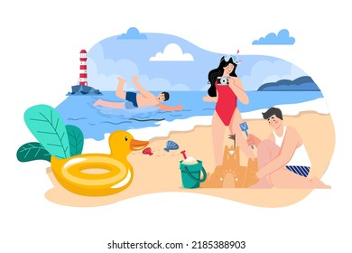 Friends Playing at the beach