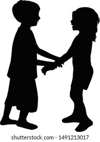 friends playing together, silhouette vector