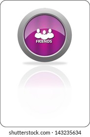 friends purple circle web icon with shadow on white background