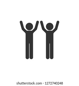 Friends raised their hands icon. Simple glyph vector of friendship set icons for UI and UX, website or mobile application